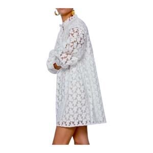 Zara Textured Weave Mini Viral White Dress Size Medium Boho Floral